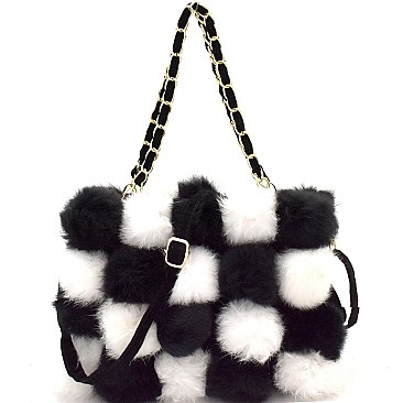 Faux-Fur 2-Way Chain Shoulder Bag  MH-7070D