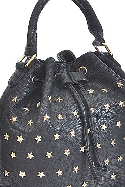 Chic Bucket Clutch With Star Studded