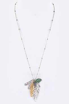 ASSORTED FEATHERS CHARM NECKLACE LA-N7115