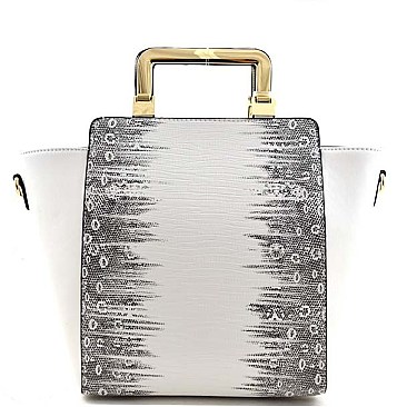 Divine Lizard Skin Print Trapeziod Shape Satchel