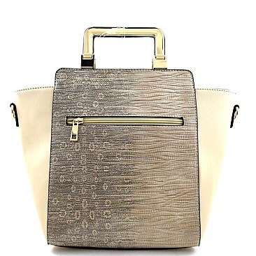 Divine Lizard Skin Print Trapeziod Shape Satchel