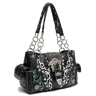 Westen Stoned Buckle Handbag KNL-8469