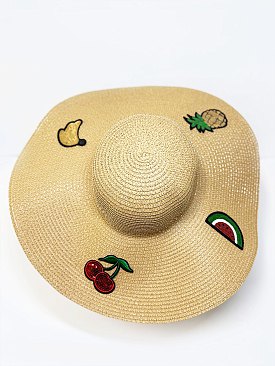 Wide Brim Fruit Patch Sun Straw Hat