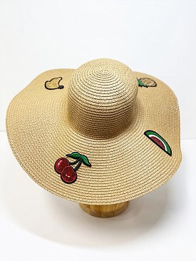 Wide Brim Fruit Patch Sun Straw Hat
