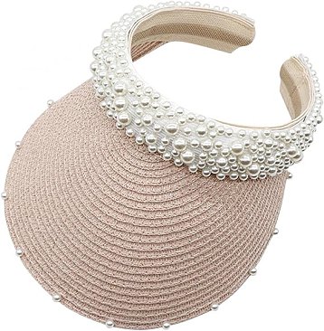 Straw Visors with Pearl Headband