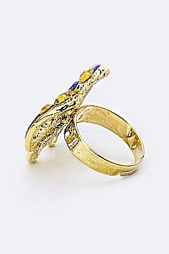Stylish Adjustable Crystal Butterfly  Ring LAEF277