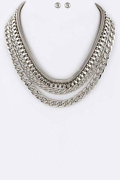 Stylish Mix Chains Layered Necklace Set LA-JS6006