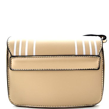 Stylish Hardware Hook Vertically Striped Chic Messenger Bag