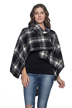 Pack of 6 piece Elegant Plaid Pattern Poncho FM-SCA2060