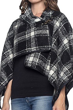 Pack of 6 piece Elegant Plaid Pattern Poncho FM-SCA2060