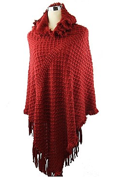 Fashionable Fringe Hooded Poncho FM-KC1072