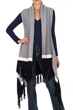 Pack of (6 Pieces) Assorted Color Stylish Fringe Cardigan FM-W102