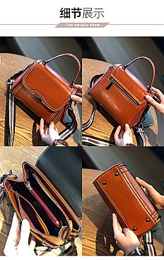 Genuine Leather Top-handle Satchel - Shoulder Bag