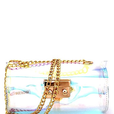 7723-LP Hologram Transparent Clear Fashion Cylinder-Shaped