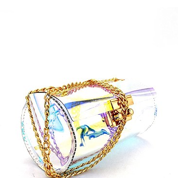 7723-LP Hologram Transparent Clear Fashion Cylinder-Shaped