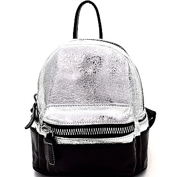 Two-Tone Metallic Medium Fashion Backpack MH-7743D