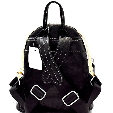 Two-Tone Metallic Medium Fashion Backpack MH-7743D