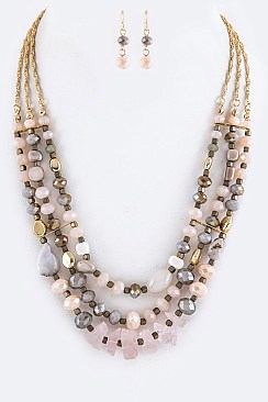 SEMI PRECIOUS BEADS NECKLACE SET