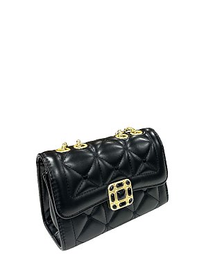 Quilted Emblemed Cross Body Shoulder Bag