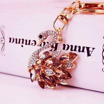 Rhinestones Swan Keychain & Handbag Purse Charm