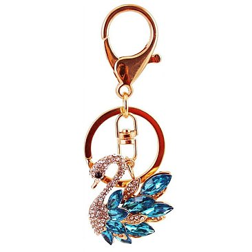 Rhinestones Swan Keychain & Handbag Purse Charm