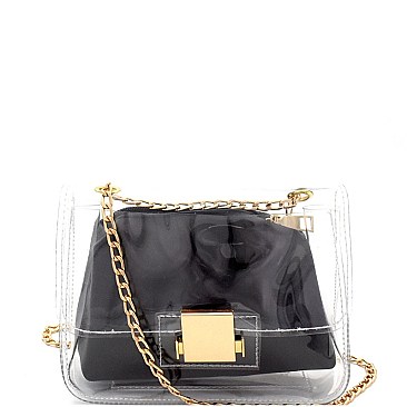 Transparent Clear 2 in 1 Flap Shoulder Bag MH-8003T