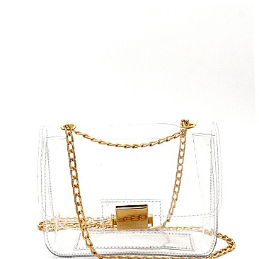 Transparent Clear 2 in 1 Flap Shoulder Bag MH-8003T