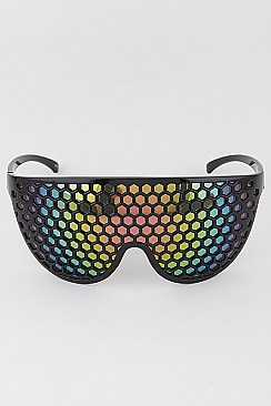 Pack of 12  Oversize Honeycomb Shield Sunglasses