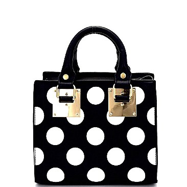 80672P-LP Polka Dot Print Small Structured Satchel