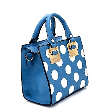 80672P-LP Polka Dot Print Small Structured Satchel