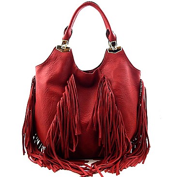 All Over Fringed Quality Hobo Bag