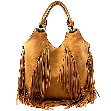 All Over Fringed Quality Hobo Bag