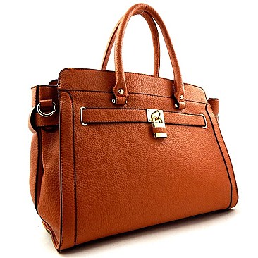 Padlocked Oversize Leather Like Tote