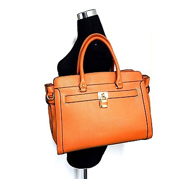 Padlocked Oversize Leather Like Tote