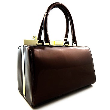 Structured Patent 2 Way Boston Satchel-New Order