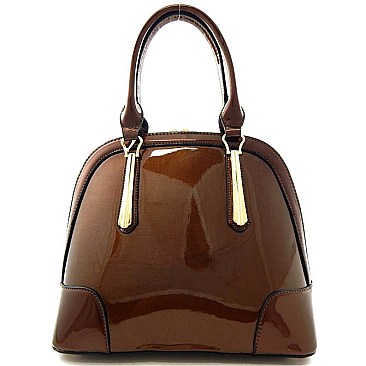 Boutique High Quality Accent Patent Dome Satchel