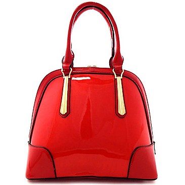 Boutique High Quality Accent Patent Dome Satchel