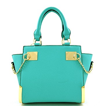 Modern Metal & Chain Accent Medium Satchel