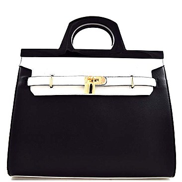 Professional Large Boxy Shape Saffiano Satchel