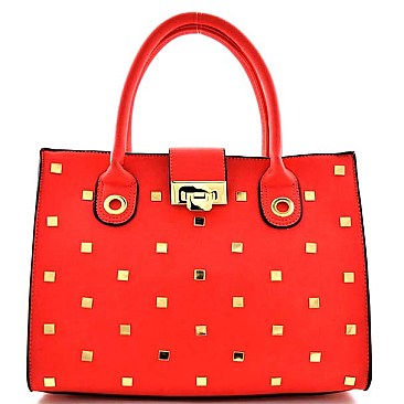 Classy Flip-Lock Studded Designed Satchel