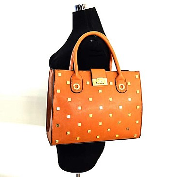 Classy Flip-Lock Studded Designed Satchel