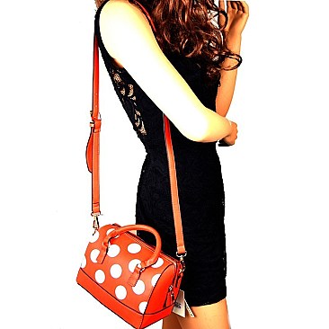 80979P-LP Polka Dot Print Small Boston Satchel