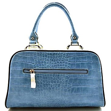 Boxy Shape Snake Print Medium Satchel