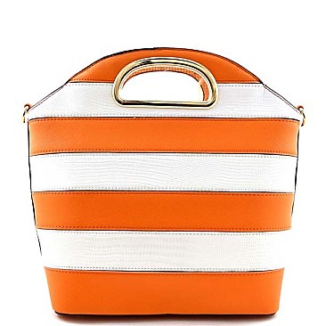 Bright Color Stripes Snake Print Satchel