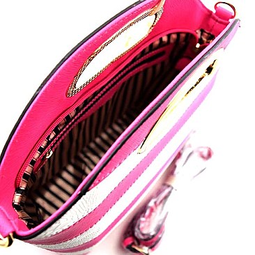 Bright Color Stripes Snake Print Satchel