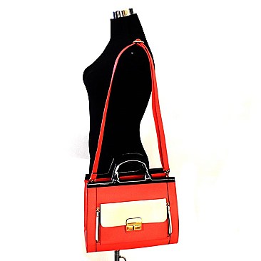 Color Block Pocket Hand-Hold Satchel