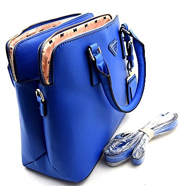 Triangular Logo Multi-Compartments Satchel SET With Wallet