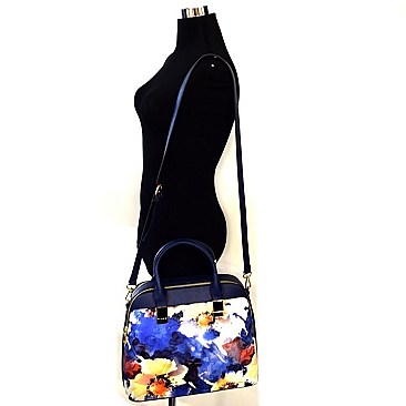 Unique Flower Print 3-Pieces Set Compartment Satchel-With Wallet