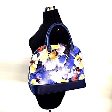 Flower Print 3-Pieces Set Dome Satchel - 3 IN ONE