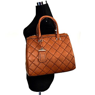 Stitched Quilted Triple Compartment Satchel